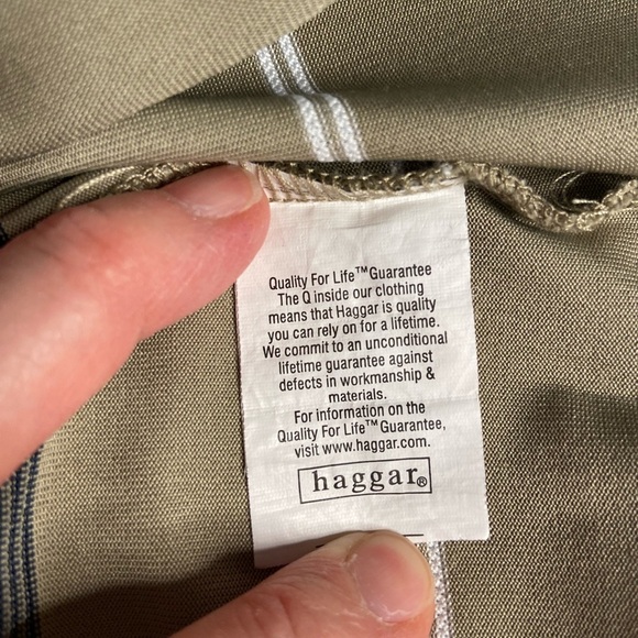 Haggar Men’s Beige Stripe Polo Shirt Medium - Picture 5 of 8